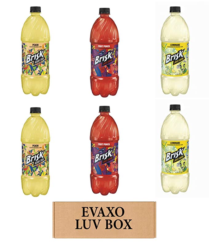 LUV BOX – VARIETY BRISK DRINKS 1 liter BOTTLES, PACK OF 6 , Pineapple Passionfruit, Lemonade, Fruit Punch,by evaxo - 301158417833