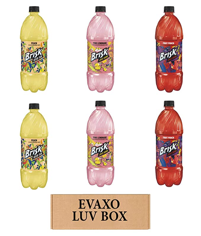 LUV BOX – VARIETY BRISK DRINKS 1 liter BOTTLES, PACK OF 6 , Pineapple Passionfruit, Pink Lemonade, Fruit Punch,by evaxo - 301158417871