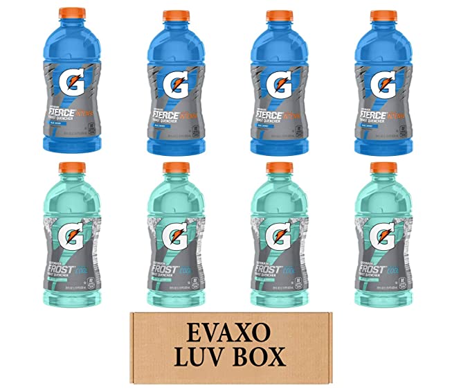 LUV BOX - Variety Gatorade Drink 28oz Bottles Pack of 8,Frost Artic Blitz,Fierce Blue Cherry.by evaxo - 301158420888