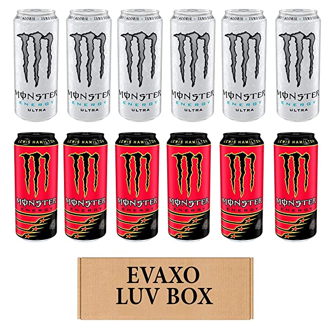 LUV BOX - Variety Monster Drink 500ml Cans Pack of 12,Zero Ultra,Energy Lewis Hamilt,by evaxo - 301158421335