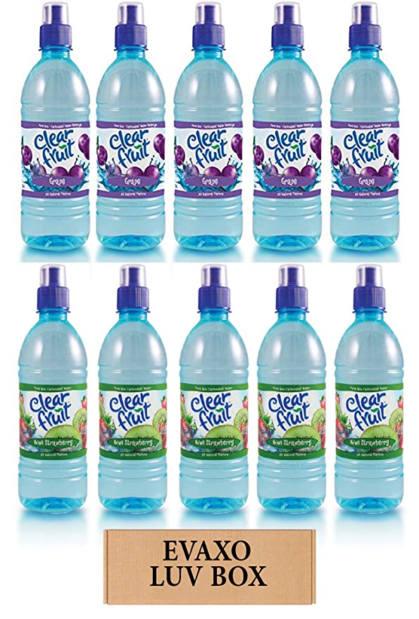 LUV BOX - Variety Clear Fruit Water Sport 16.9 Oz Bottles ,Pack of 10,Kiwi Strawberry,Grape by evaxo - 301158422967