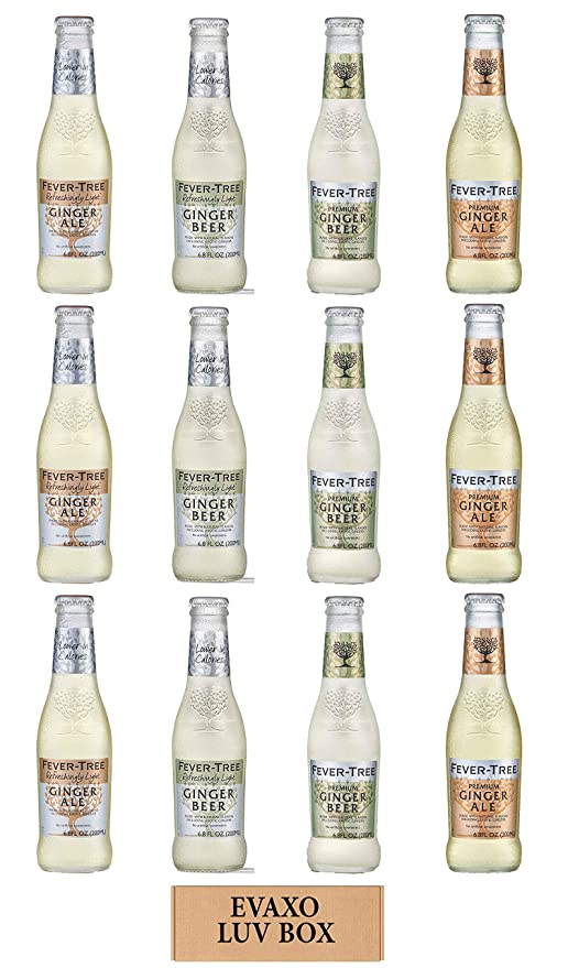  LUV BOX - Variety Fever Tree Drink 6.8 Oz Bottles,Pack of 12,Refreshingly Light Ginger Ale,Premium Ginger Ale,Premium Ginger Beer,Refreshingly Light Ginger Beer,by evaxo  - 301158424763