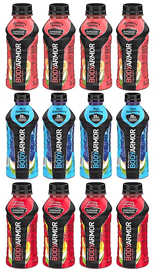  LUV BOX - Variety Bodyarmor Drink no Artifical Flavors and Sweeteners 12 oz Bottles,Pack of 12,Strawberry Banana,Blue Raspberry,Fruit Punch,by evaxo  - 301158425050