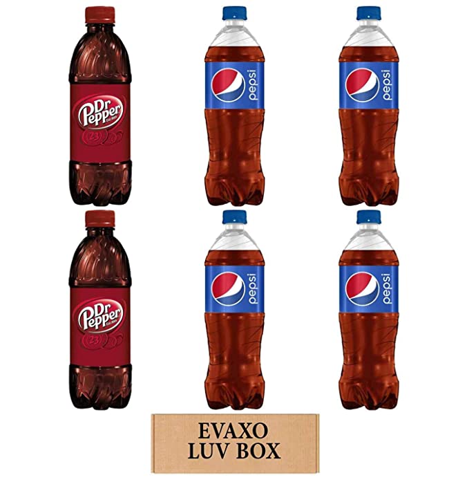 LUV BOX - Variety Soft Drinks 1 Litre Bottles,Pack of 6,Dr Pepper,Pepsi,by evaxo - 301158425746