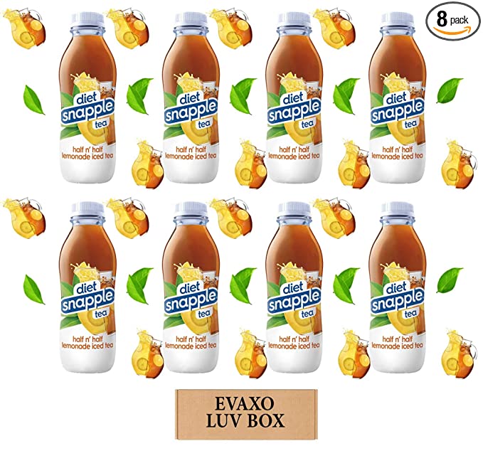  LUV BOX - Snapple diet Flavored tea Drink diet half n' half lemonade iced tea, 16oz Plastic Bottle,Pack of 8.by evaxo  - 301158426163