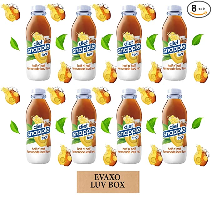 LUV BOX - Snapple diet Flavored tea Drink diet half n' half lemonade iced tea, 16oz Plastic Bottle,Pack of 8.by evaxo - 301158426163