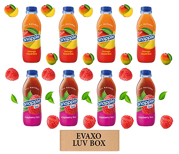 Evaxo - Variety Snapple Juice Drinks 16oz Plastic Bottle Pack of 8,mango madness,raspberry tea,by evaxo - 301158426316
