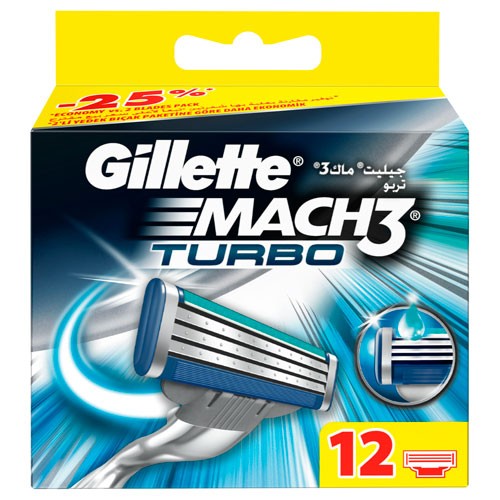 Gillette Mach3 Turbo Mens Razor Blade Refills - 3014260298111