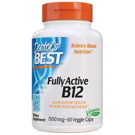 Doctor s Best Fully Active B12 1500 mcg Non-GMO Vegan Gluten Free Supports Healthy Memory Mood and Circulation 60 Veggie Caps 60 Count (Pack of 1) - 301653926878