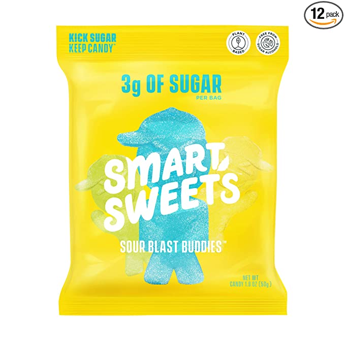  SmartSweets Low Calorie Plant-Based Free From Sugar Alcohols Candy, Sour Blast Buddies, 1.8 Ounce (Pack of 12), 21.6 Ounce - 372426411495