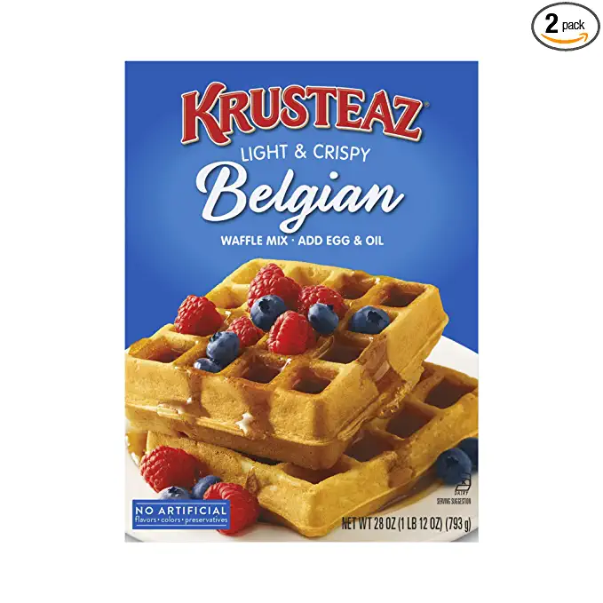  Krusteaz Light & Crispy Belgian Waffle Mix - No Artificial Flavors, Colors, or Preservatives - 28 OZ (Pack of 2)  - 683346299651
