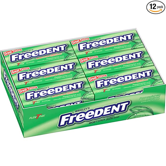  FREEDENT Peppermint Chewing Gum, 15 pieces (12 Pack)  - 766789972012