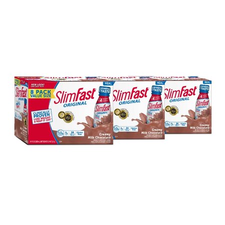 SlimFast Original Creamy Milk Chocolate Shake - Ready to Drink Weight Loss Meal Replacement - 10g of protein - 11 fl. oz. Bottle - 8 Count (Pack Of 3) - 304826291537