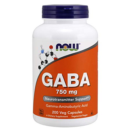 NOW Supplements, GABA (Gamma-Aminobutyric Acid) 750mg, Neurotransmitter Support*, 200 Veg Capsules - 305251203768