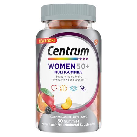 Centrum Multigummies for Women 50+ with Vitamins D3 E B6 and B12 Assorted Fruit Flavor - 80 Ct - 305731286755