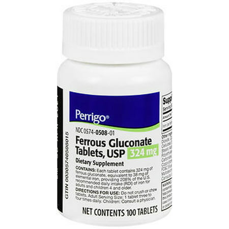 Perrigo Ferrous Gluconate Tablets USP 324 mg - 100 ct - 305740508015