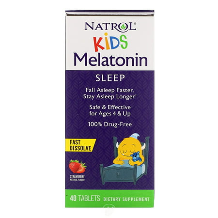 Natrol Kids Melatonin Fast Dissolve Tablets Helps You Fall Asleep Faster Stay Asleep Longer Easy to Take Dissolves in Mouth for Ages 4 & Up Strawberry Flavor 1mg 40 Count - 306032313324