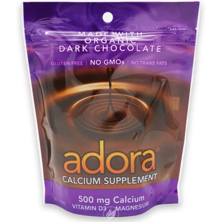 (2 Pack) Adora Calcium Supplement Disk Organic Dark Chocolate 30 Count - 500 mg - 306032330819
