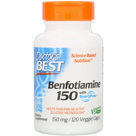 Doctor s Best BenFotiamine with BenfoPure Non-GMO Gluten Free Vegan Helps Maintain Blood Sugar Levels 150 mg 120 Veggie Caps (DRB-00129) - 306032349125