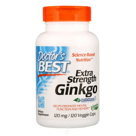 (2 Pack) Doctor s Best Extra Strength Ginkgo Non-GMO Gluten Free Vegan Soy Free Promotes Mental Function and Memory 120 mg 120 Count - 306032350497