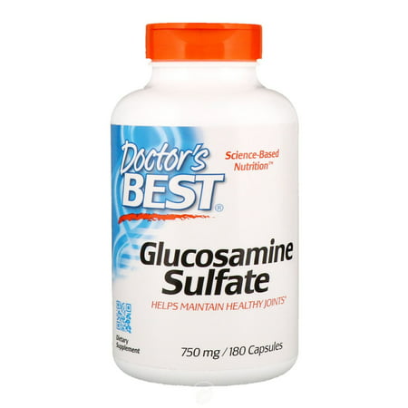 (2 Pack) Doctor s Best Glucosamine Sulfate Non-GMO Gluten Free Soy Free Joint Support 750 mg 180 Caps - 306032350657