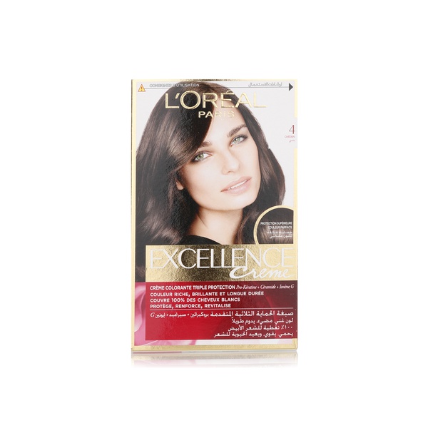 L'Oreal Paris Excellence creme permanent hair colour 4.0 brown - Waitrose UAE & Partners - 3061375116014