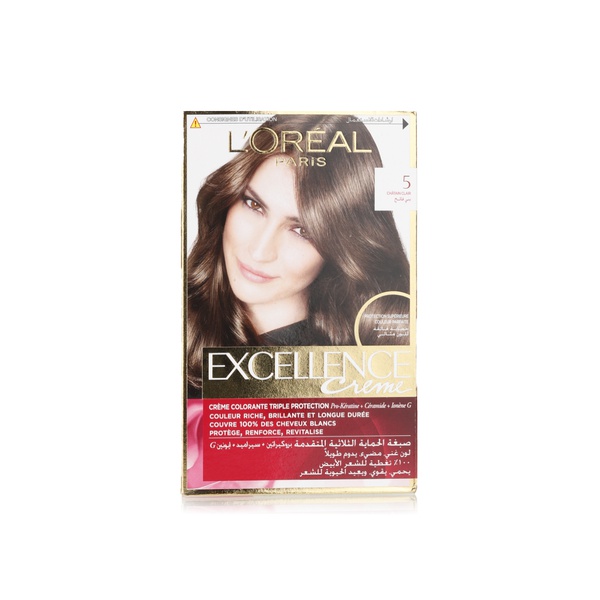 L'Oreal Paris Excellence creme permanent hair colour 5.0 light brown - Waitrose UAE & Partners - 3061375119015