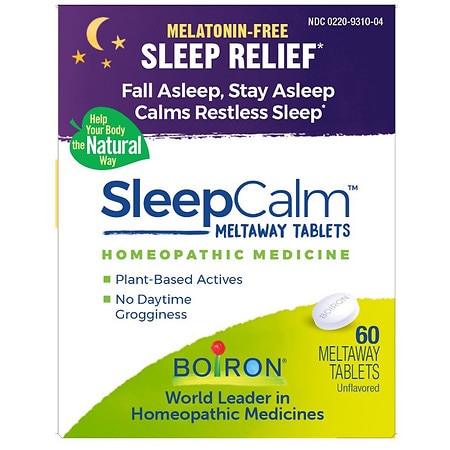 Boiron SleepCalm Tablets Melatonin-Free Homeopathic Medicine for Sleep Relief Fall Asleep Stay Asleep Calms Restless Sleep 60 Meltaway Tablets - 306969310045
