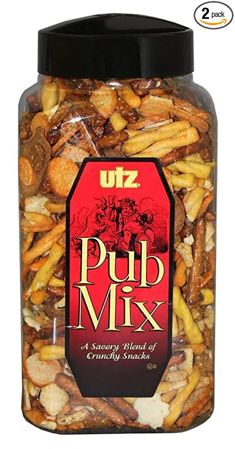  Utz Pub Mix - 44 Ounce Barrel - Savory Snack Mix, Blend of Crunchy Flavors for a Tasty Party Snack - Resealable Container - Cholesterol Free and Trans-Fat Free, 2 Pack - 308133389437