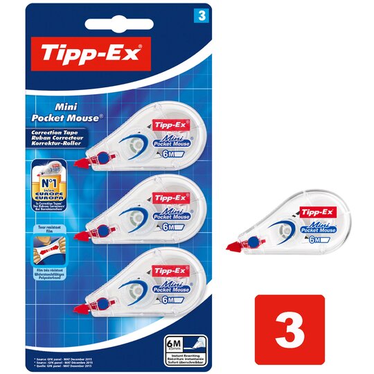 Tipp-Ex Mini Pocket Mouse 3 Pack - 3086123439061