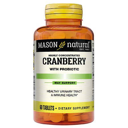 Mason Natural Cranberry with Probiotic Calcium and Vitamin C Highly Concentrated - Supports Antioxidant and Immune Health Maintains a Healthy Urinary System 60 Tablets - 311845163356