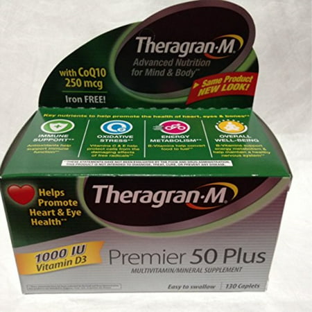 Multivitamin / Multimineral Supplement with Lutein & Lycopene 130 Caplets. Premier 50 Plus By Theragran-m - 311917067353