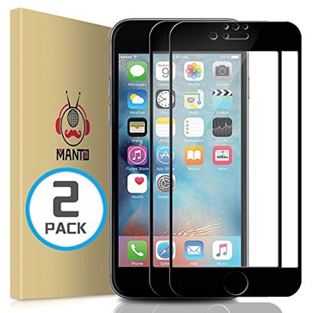 MANTO 2-Pack Screen Protector for iPhone SE (2020) and iPhone 7 8 6S 6 Full Coverage Tempered Glass Screen Protector Film Edge to Edge Protection 4.7 Inch, Black - 313032428477