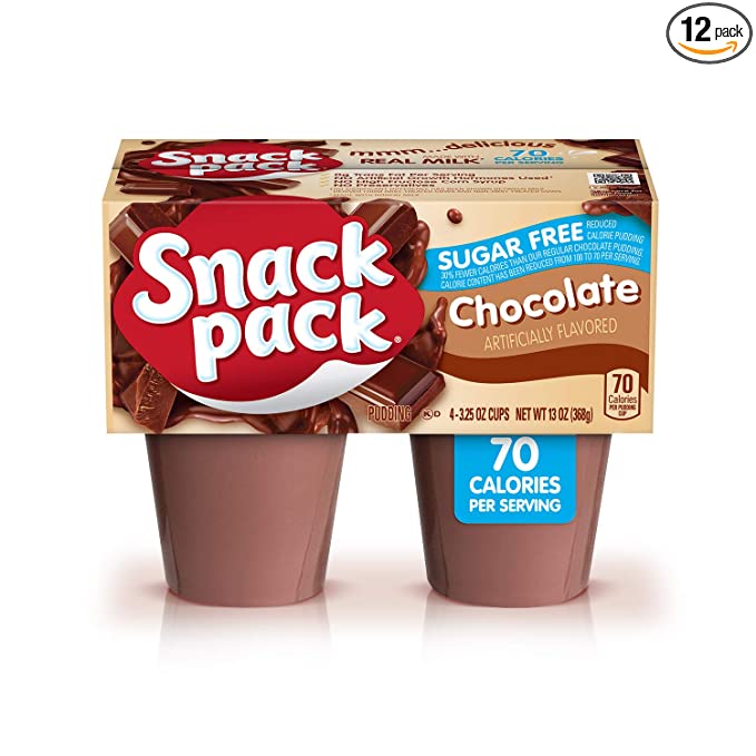 Snack Pack Sugar-Free Chocolate Pudding Cups, 4 Count, 12 Pack - 322170101517