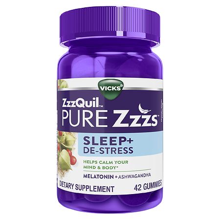 Vicks Zzzquil Pure Zzzs De-Stress Melatonin Sleep Gummies 1mg 42 Ct - 323900040212