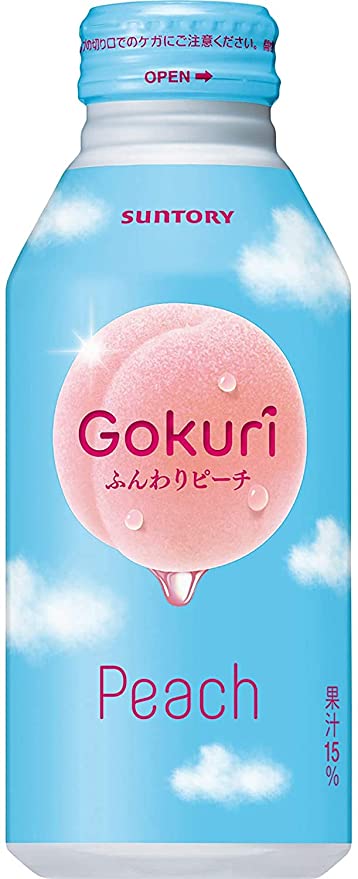 Japanese Suntory Gokuri Peach Juice 13.5 fl.oz. (400ml) (Pack of 6) - MADE IN JAPAN - 2021 Seasonal Limited Edition - 324090339544