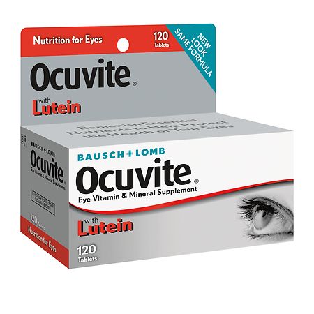 Bausch + Lomb Ocuvite Vitamin & Mineral Supplement Tablets with Lutein 120 Count Bottle - 324208387627