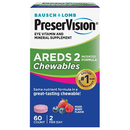 PreserVision® AREDS 2 Formula Eye Vitamin and Mineral Supplement with Lutein & Zeaxanthin Mixed Berry Flavor 60 Chewable Tablets - 324208697634