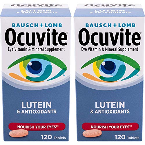 Bausch + Lomb Ocuvite Vitamin & Mineral Supplement Tablets with Lutein 120 Count Bottle (Pack of 2) - 328947824702