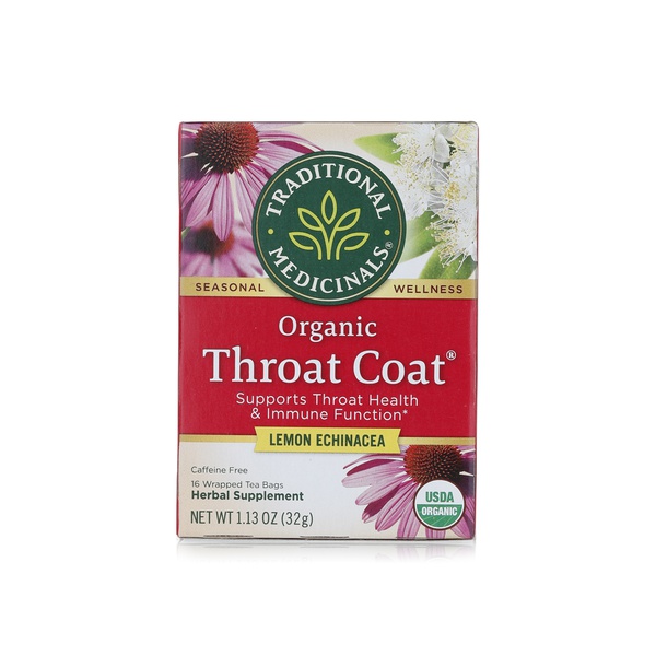 Traditional Medicinals organic throat coat with lemon echinacea tea 16s 24g - Waitrose UAE & Partners - 32917001597