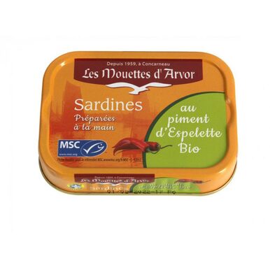 Les Mouettes d'Arvor Sardines MSC* in organic extra virgin olive oil with organic Espelette Chili Pepper - 3365624025066