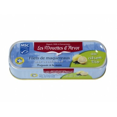 Les Mouettes d'Arvor mackerel MSC* Fillets in brine with Organic Lemon - 3365624054011
