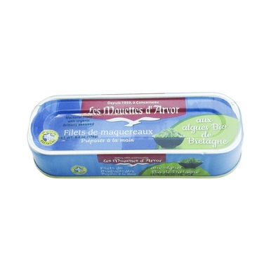 Les Mouettes d'Arvor French Mackerel Fillets with Organic Brittany Seaweed 176 g (6.2 oz) - 3365624057043