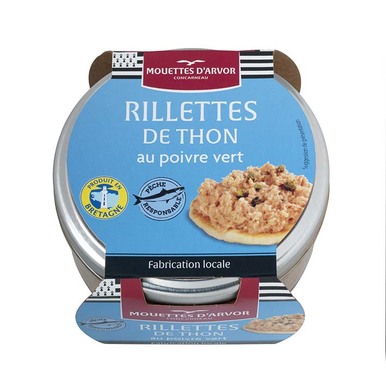 Les Mouettes d'Arvor French Tuna Rillettes Spread With Green Peppercorn 125g (4.4 oz) - 3365629110019