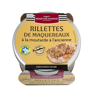 Les Mouettes d'Arvor French Mackerel Rillettes with Grain Mustard 125 g (4.4 oz) - 3365629130017