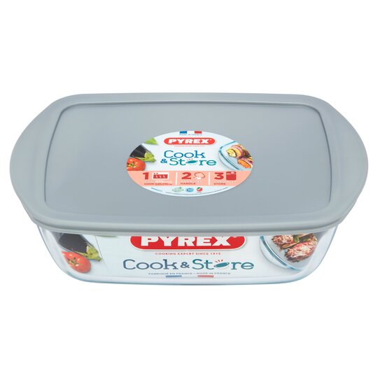 Pyrex Rectangle Dish Plus Lid Silver 2.5L - 3426470291248