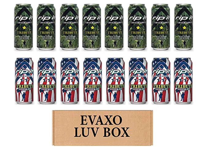 LUV BOX- Variety Rip It Energy Fuel Drinks 16 oz. pack of 16 , RIP IT Tribute , RIP IT Tribute Cherry Lime. by evaxo - 343528900019