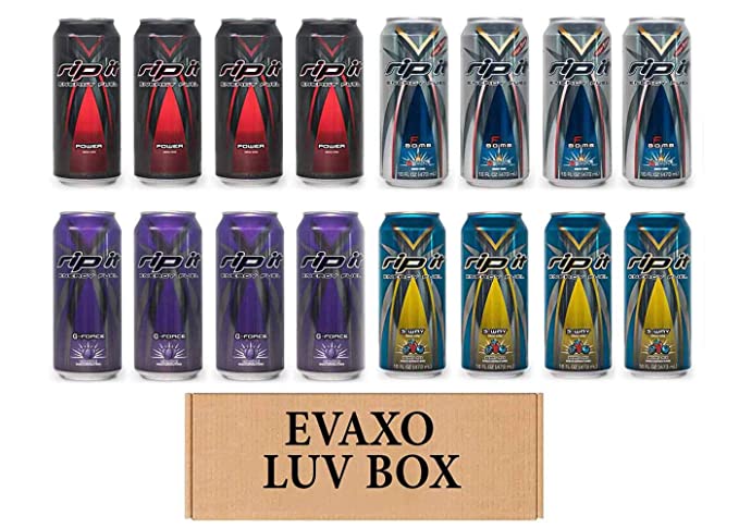  LUV BOX- Variety Rip It Energy Fuel Drinks 16 oz. pack of 16 , RIP IT Power , RIP IT F-Bomb, RIP IT G-Force , RIP IT 3-Way. by evaxo  - 343528900606