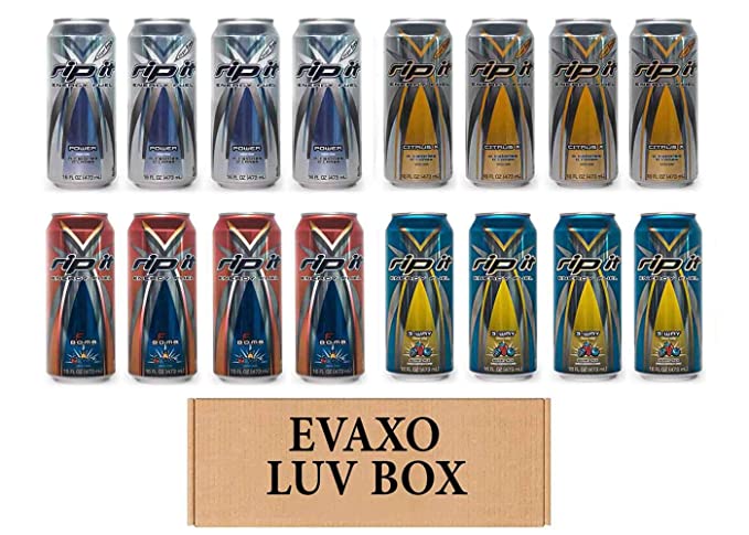  LUV BOX- Variety Rip It Energy Fuel Drinks 16 oz. pack of 16 , RIP IT Power Sugar Free , RIP IT Citrus X, RIP IT F-Bomb , RIP IT 3-Way. by evaxo  - 343528901429