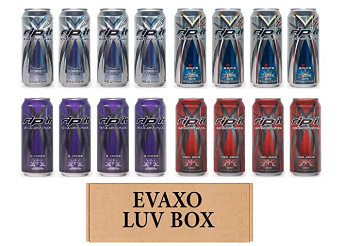  LUV BOX- Variety Rip It Energy Fuel Drinks 16 oz. pack of 16 , RIP IT Power , RIP IT F-Bomb Sugar Free , RIP IT G-Force , RIP IT Red Zone. by evaxo  - 343528901627